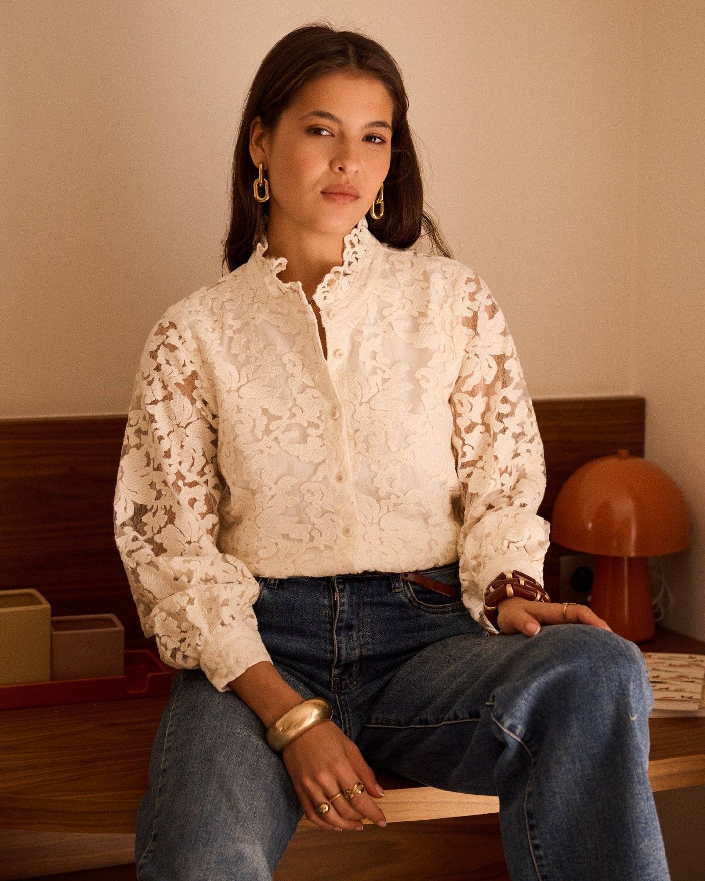 Blouse Alba: Beige / M