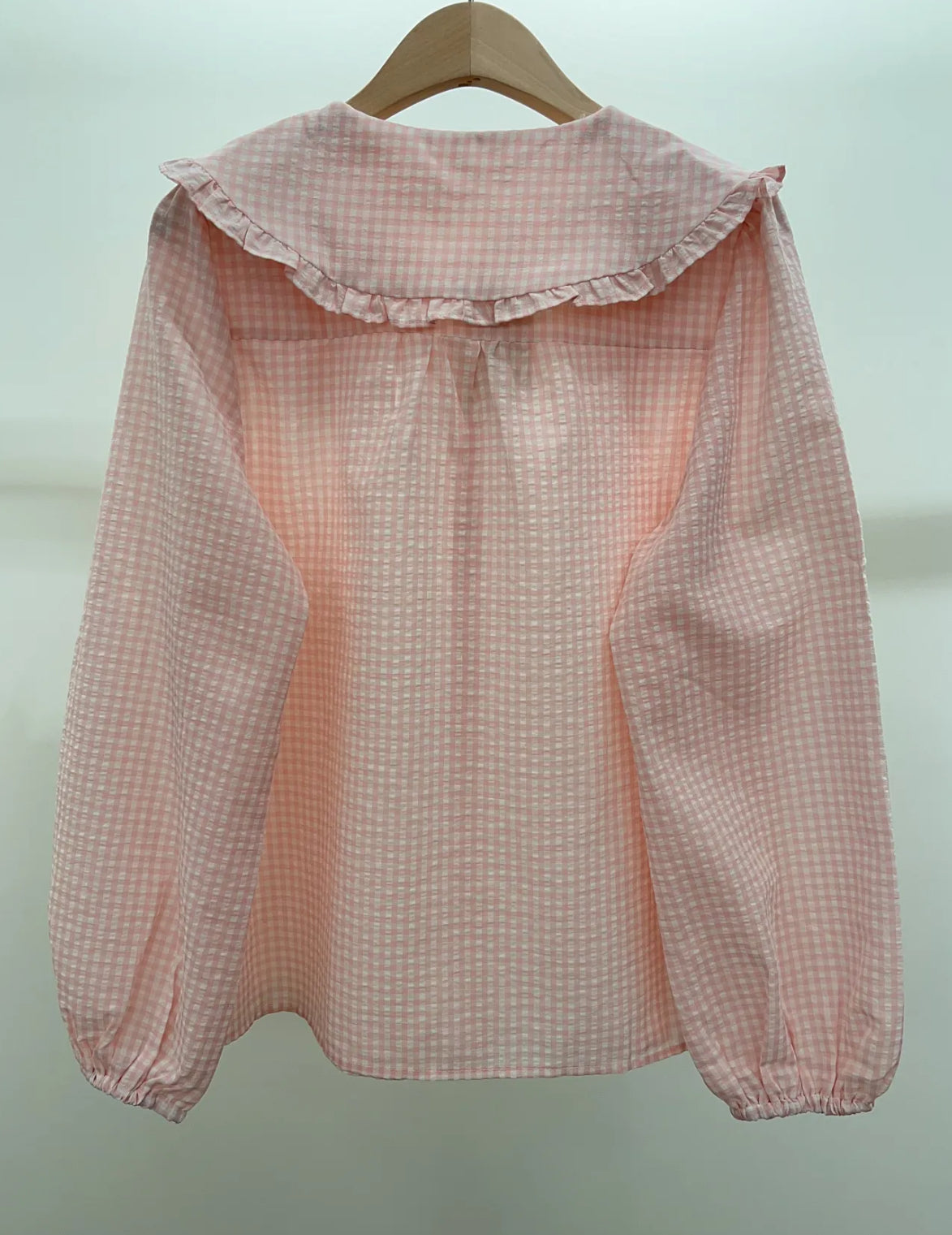Chemise "Colette" Vichy Rose – Col Claudine Brodé