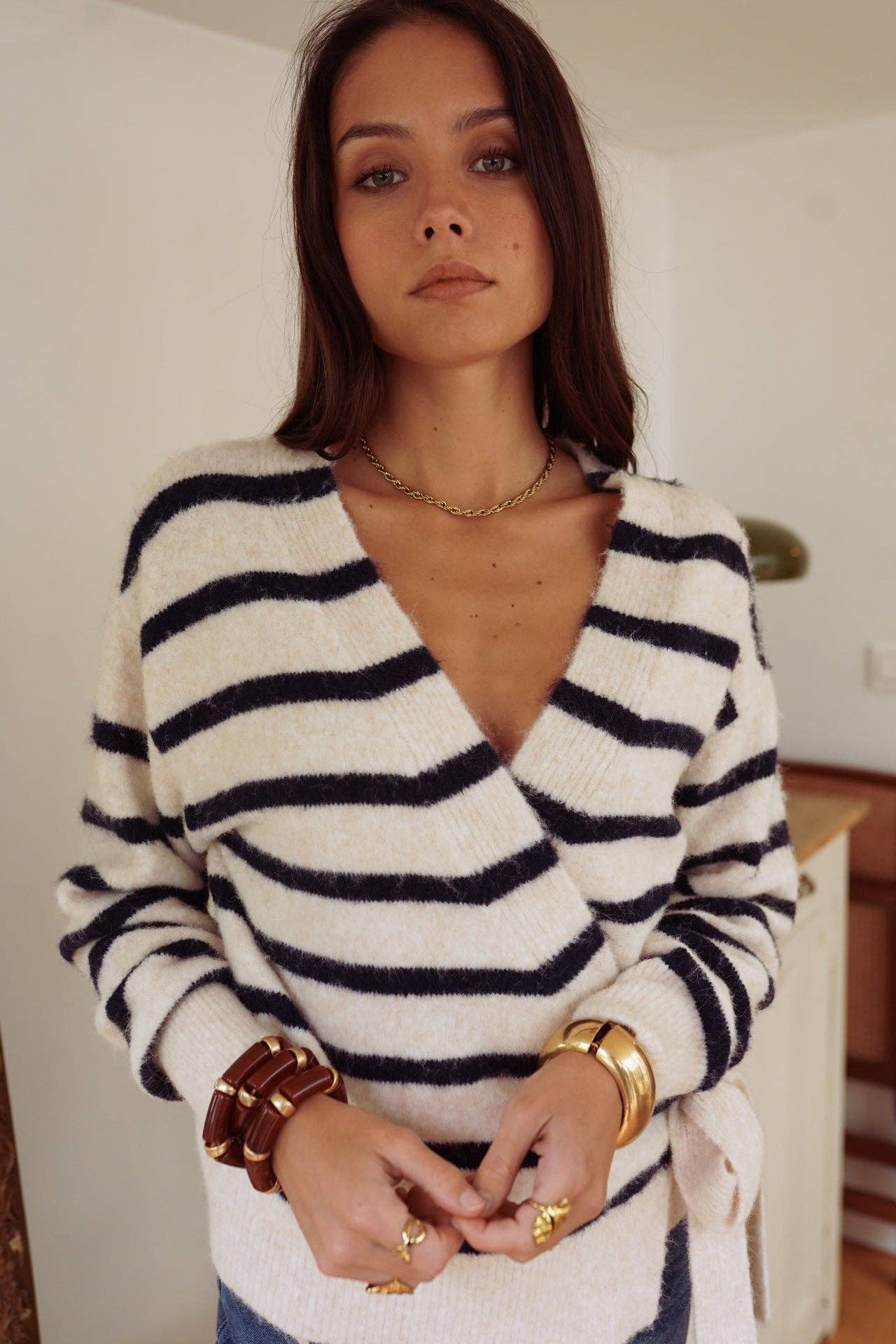 Maille Laureen: Beige - Marine / TU