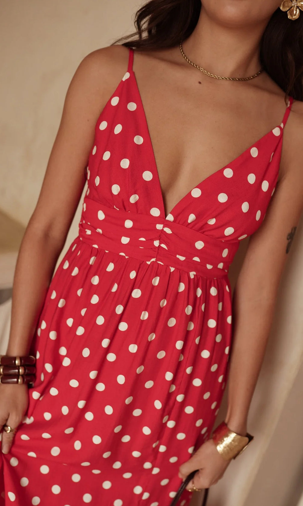 Robe Maxi à Pois "Clarisse" – Rouge Coquelicot & Esprit Rétro
