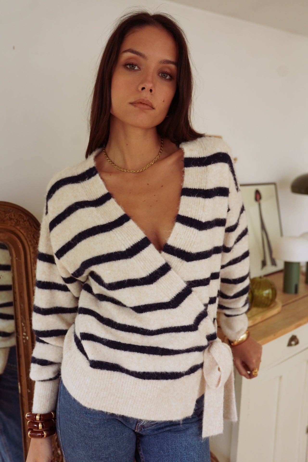 Maille Laureen: Beige - Marine / TU