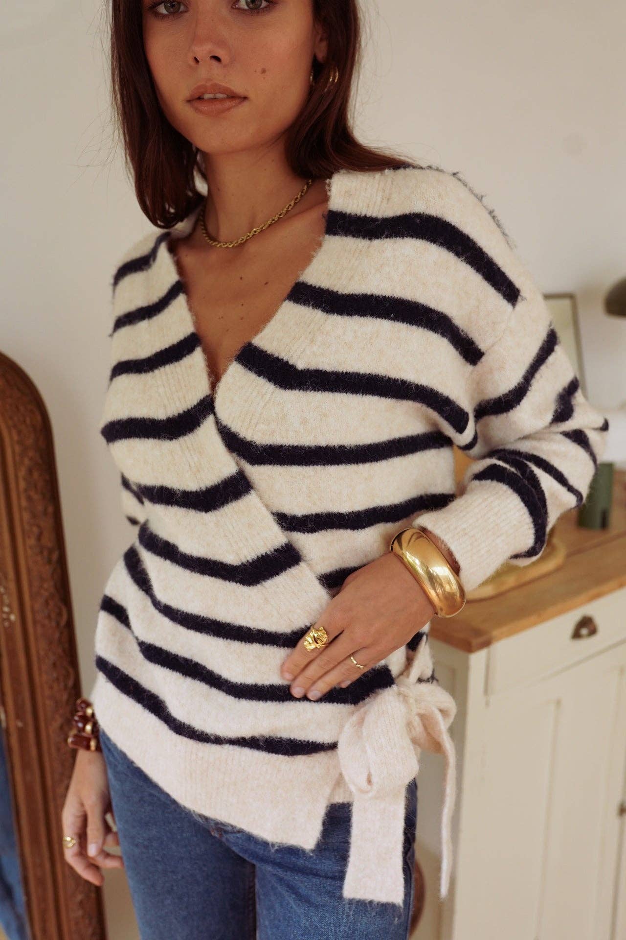 Maille Laureen: Beige - Marine / TU