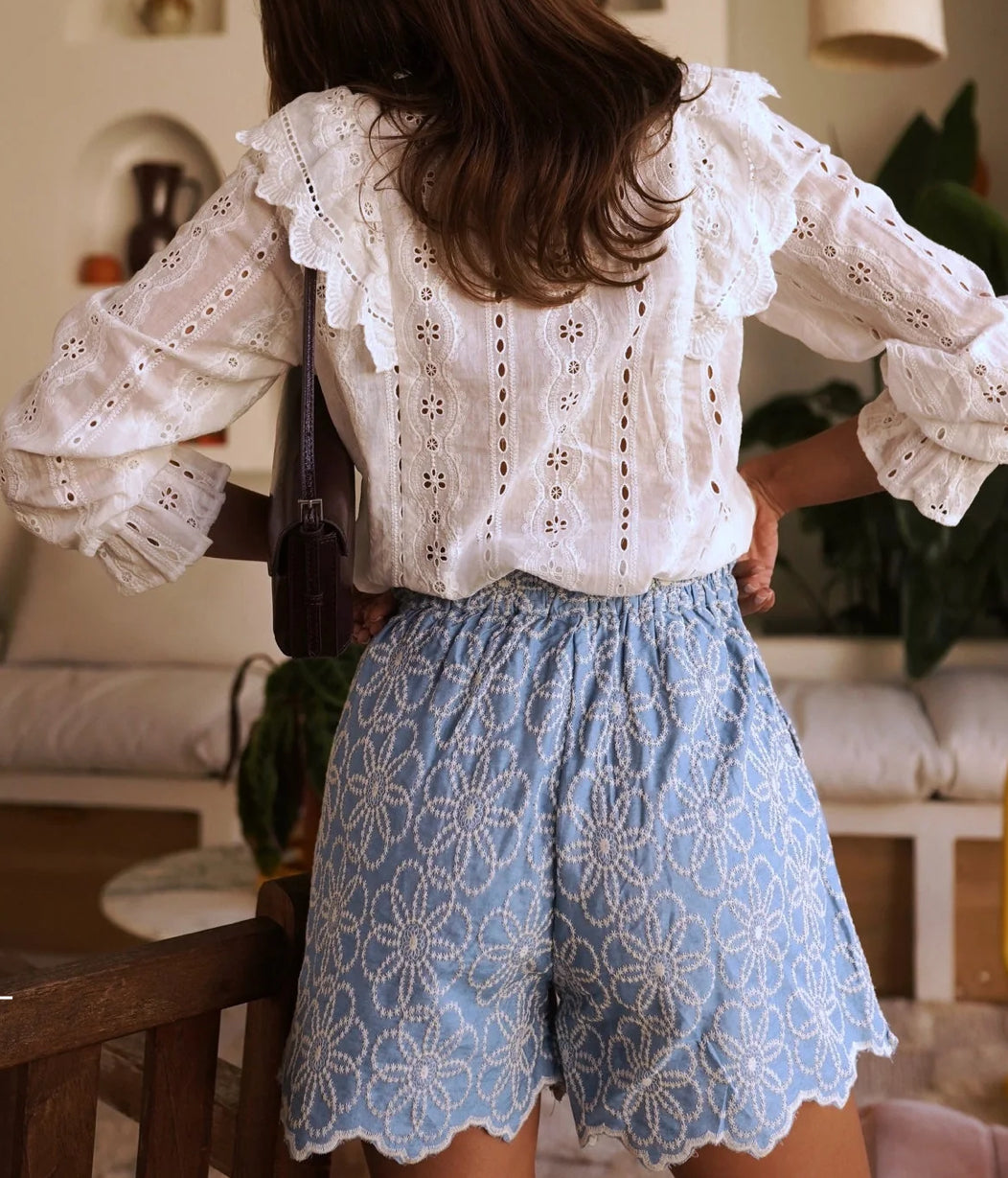 Short "Nantucket" – 100% Coton à Bordures Festonnées