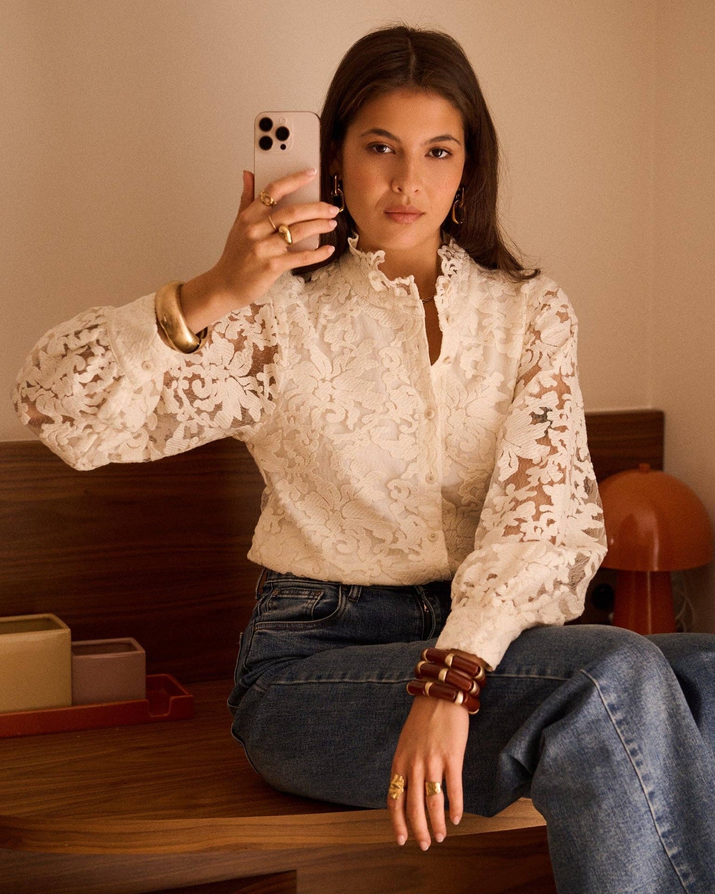 Blouse Alba: Beige / M
