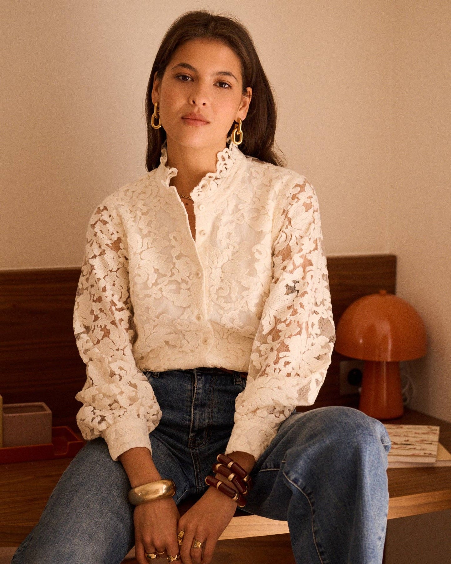 Blouse Alba: Beige / L