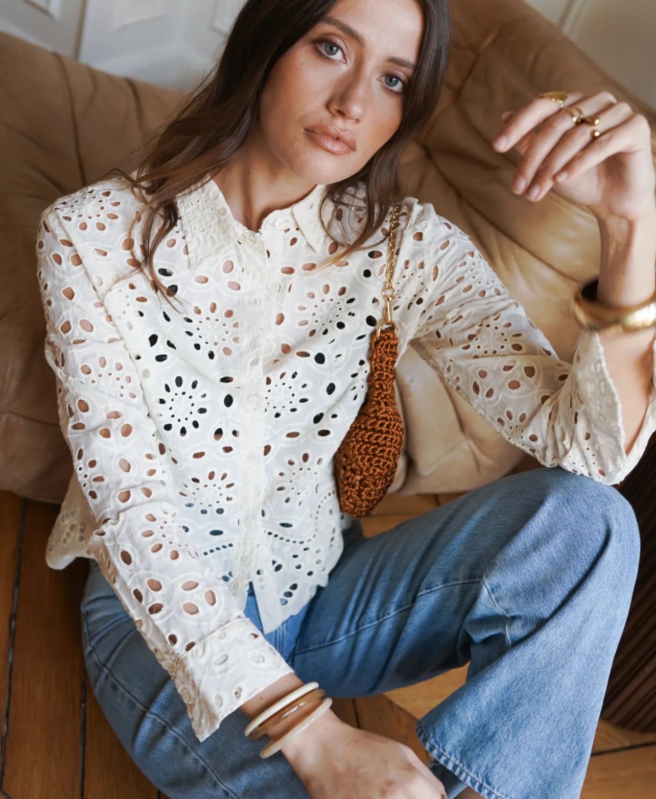 Chemise Romantique en Broderie Anglaise – 100 % Coton