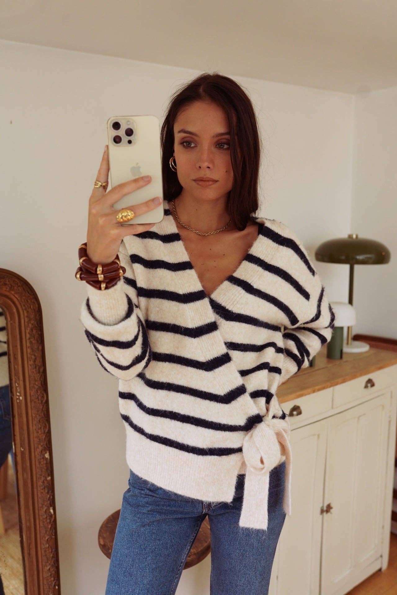Maille Laureen: Beige - Marine / TU