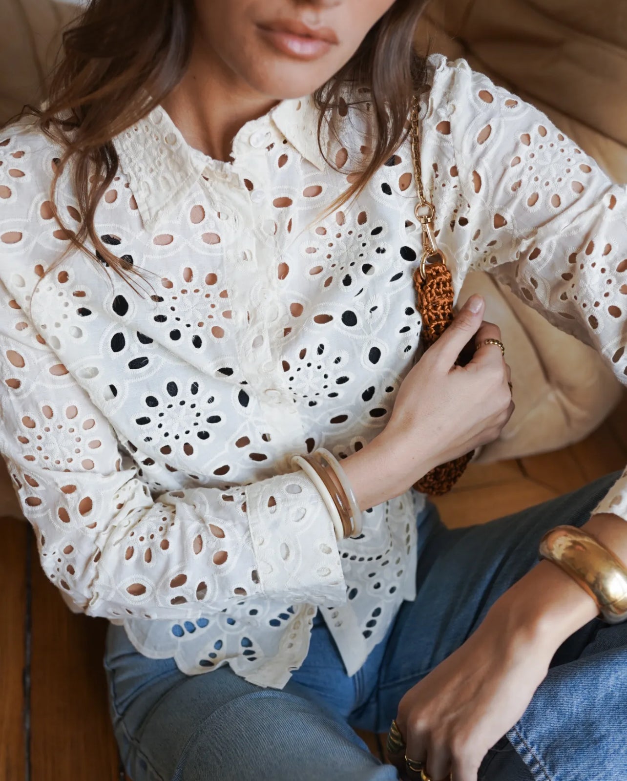 Chemise Romantique en Broderie Anglaise – 100 % Coton