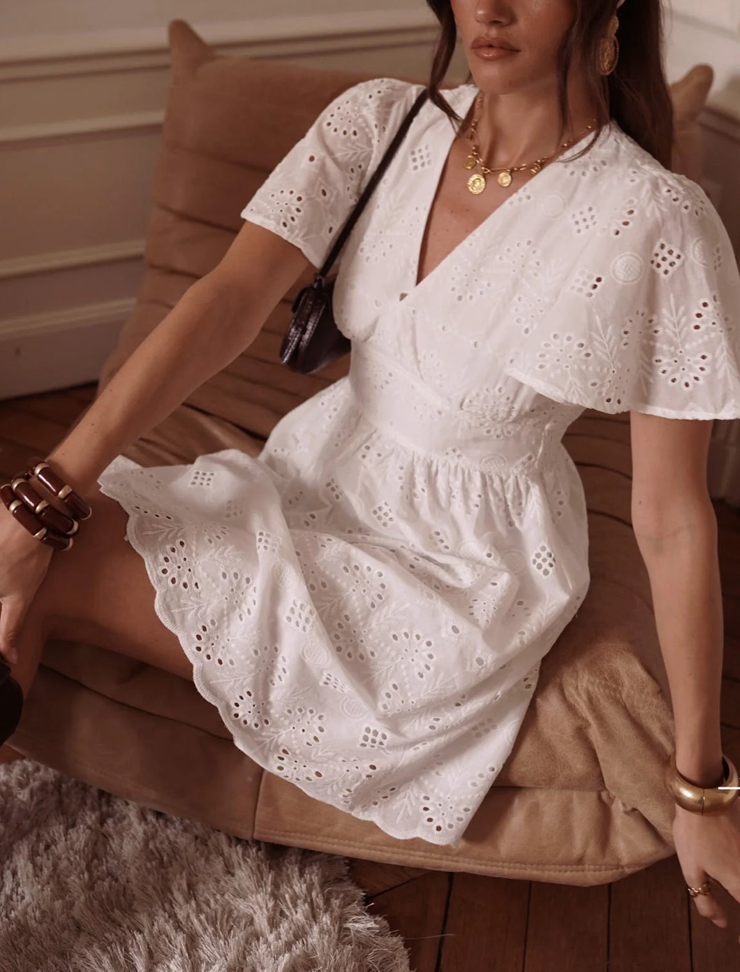 Robe Courte "Ischia" – 100% Coton Broderie Anglaise