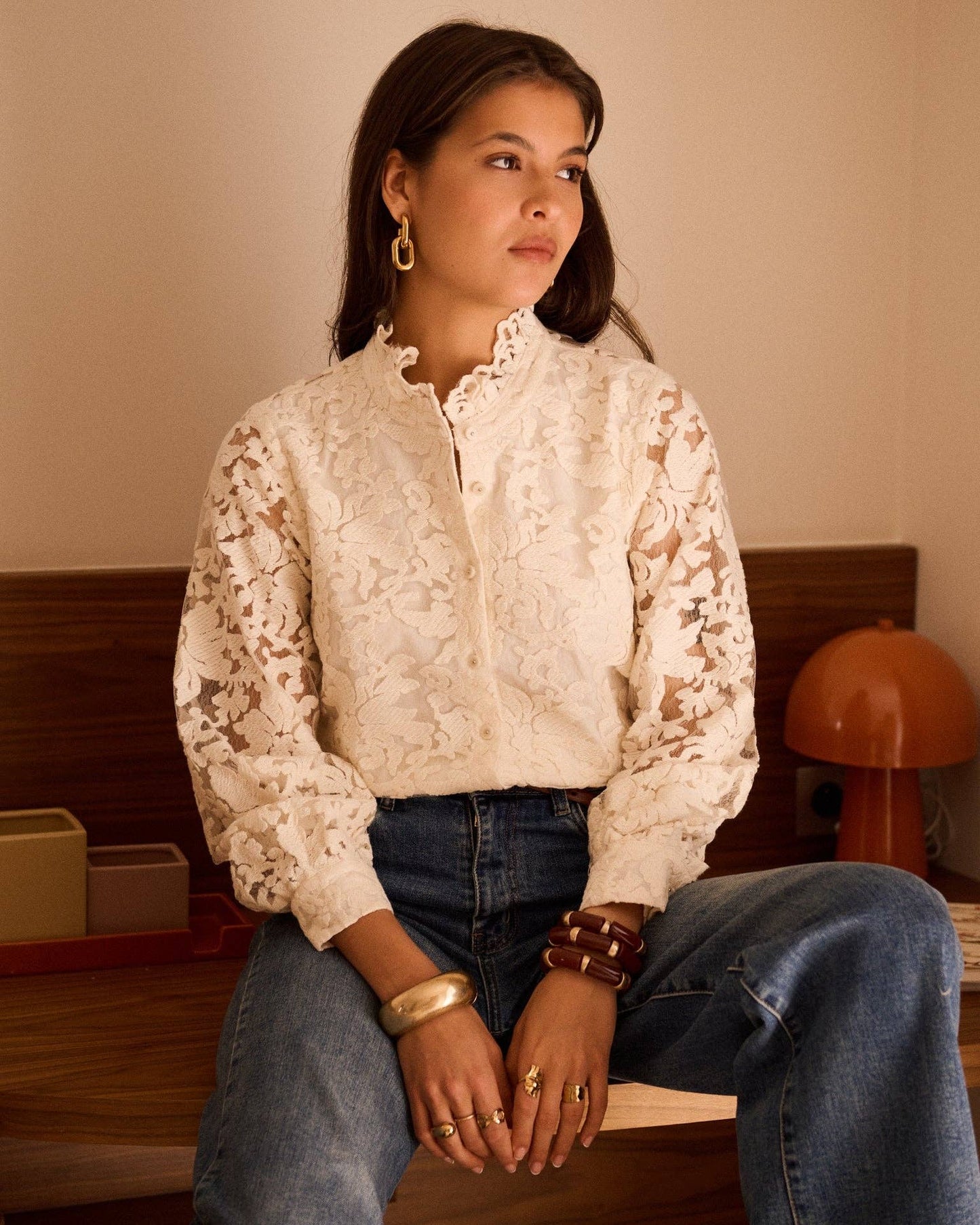 Blouse Alba: Beige / S