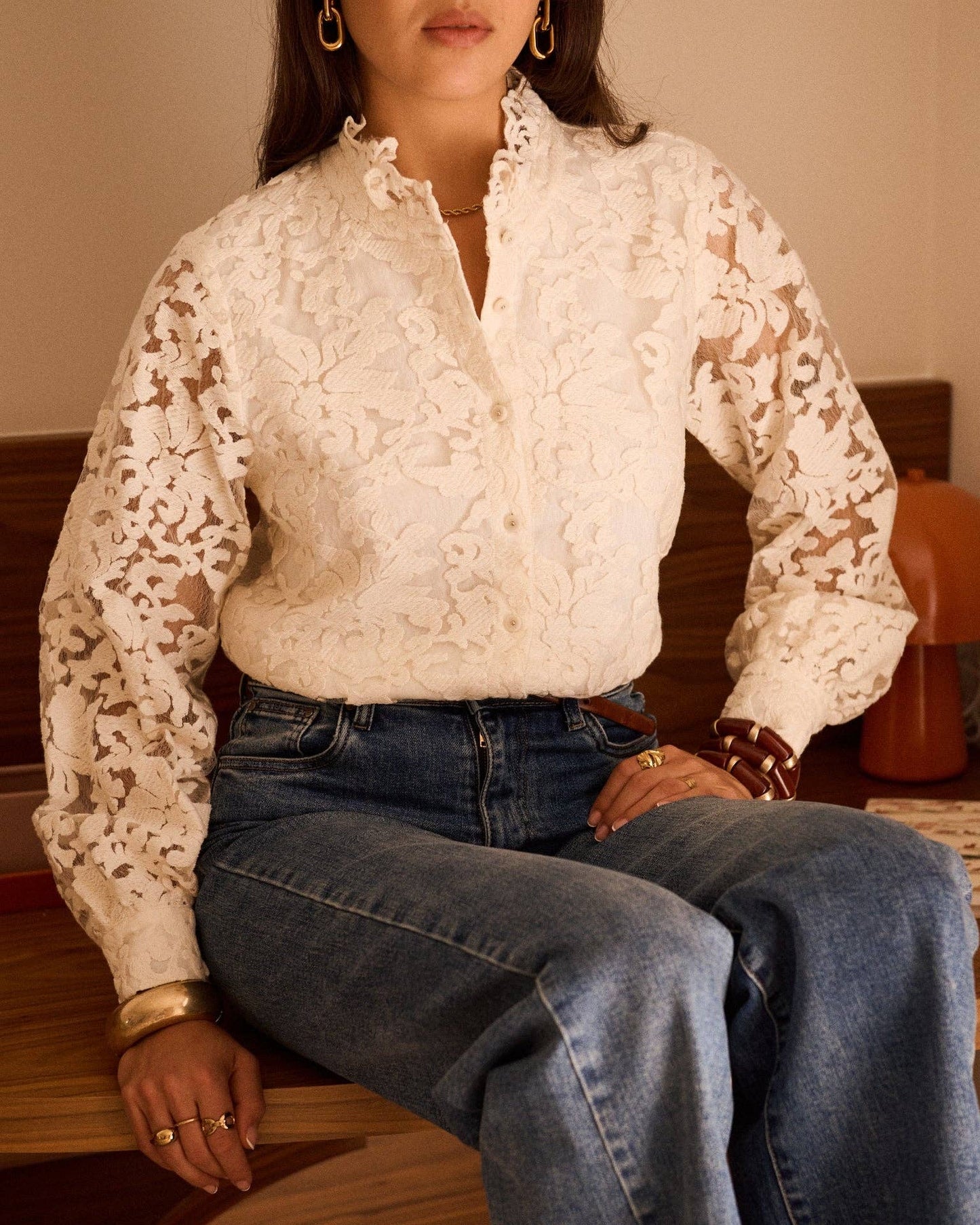 Blouse Alba: Beige / M