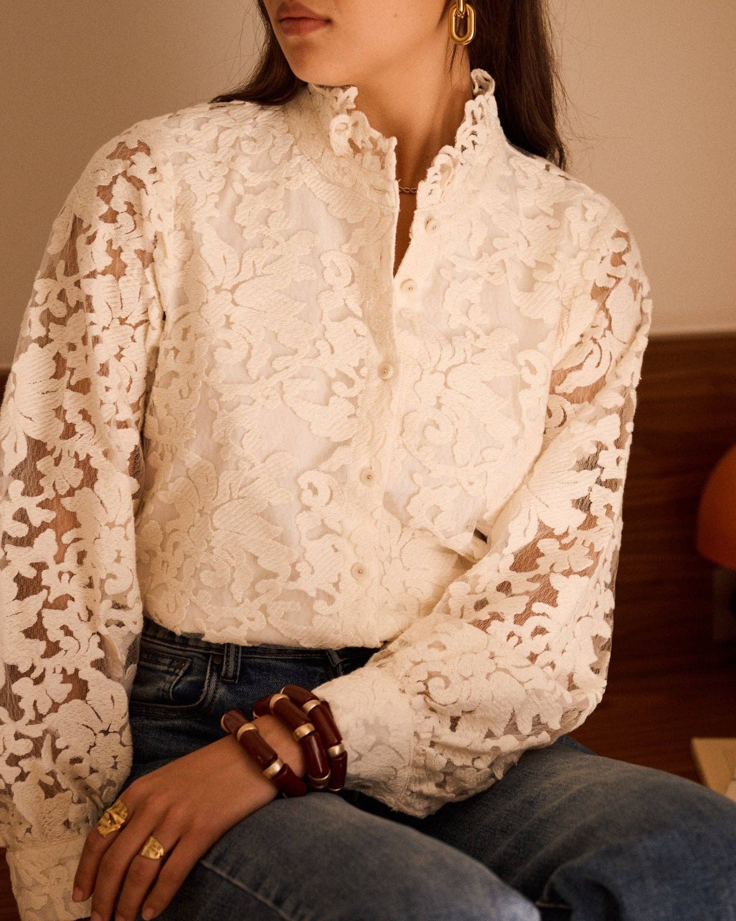 Blouse Alba: Beige / M